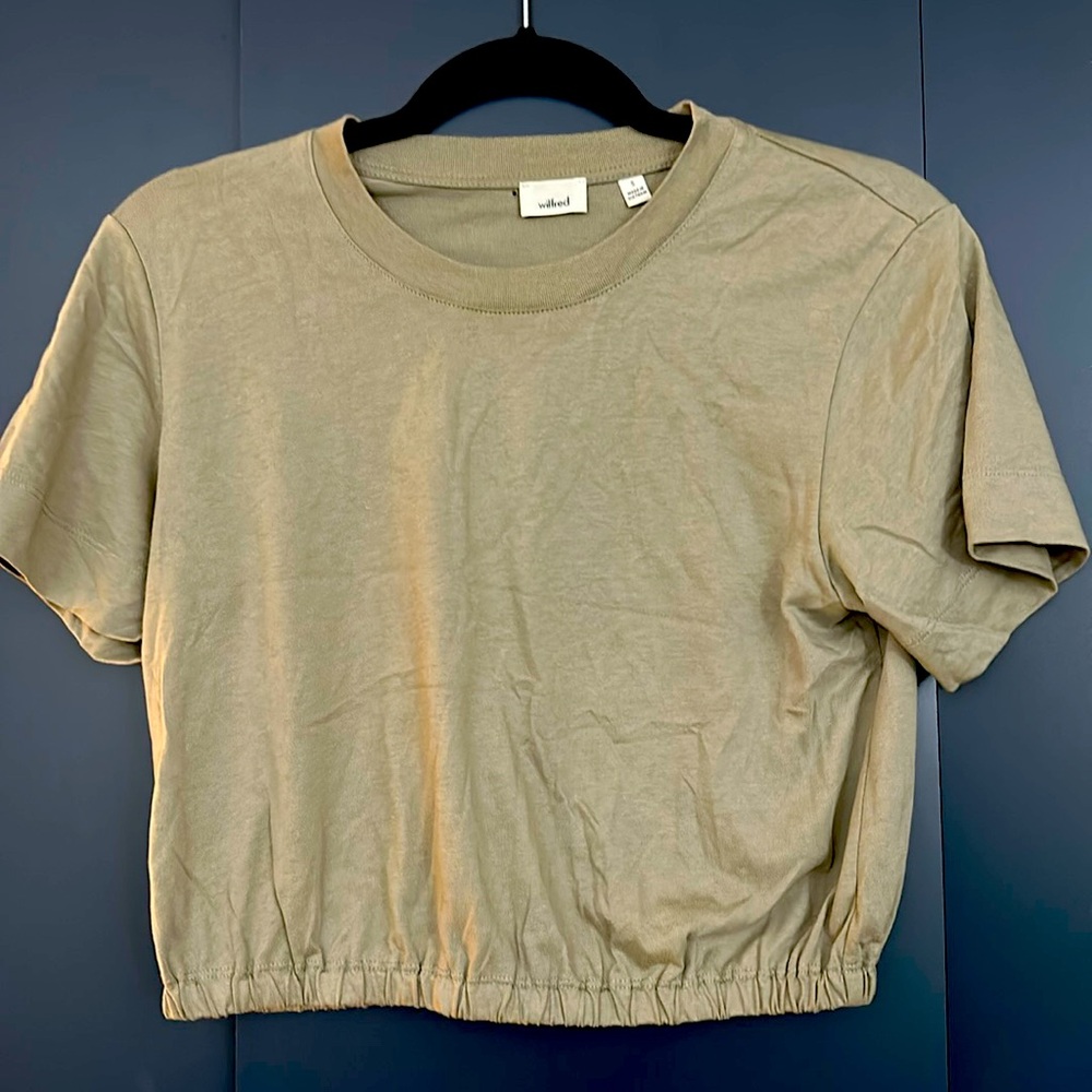 Aritzia Cropped Short Sleeve Tee in Olive